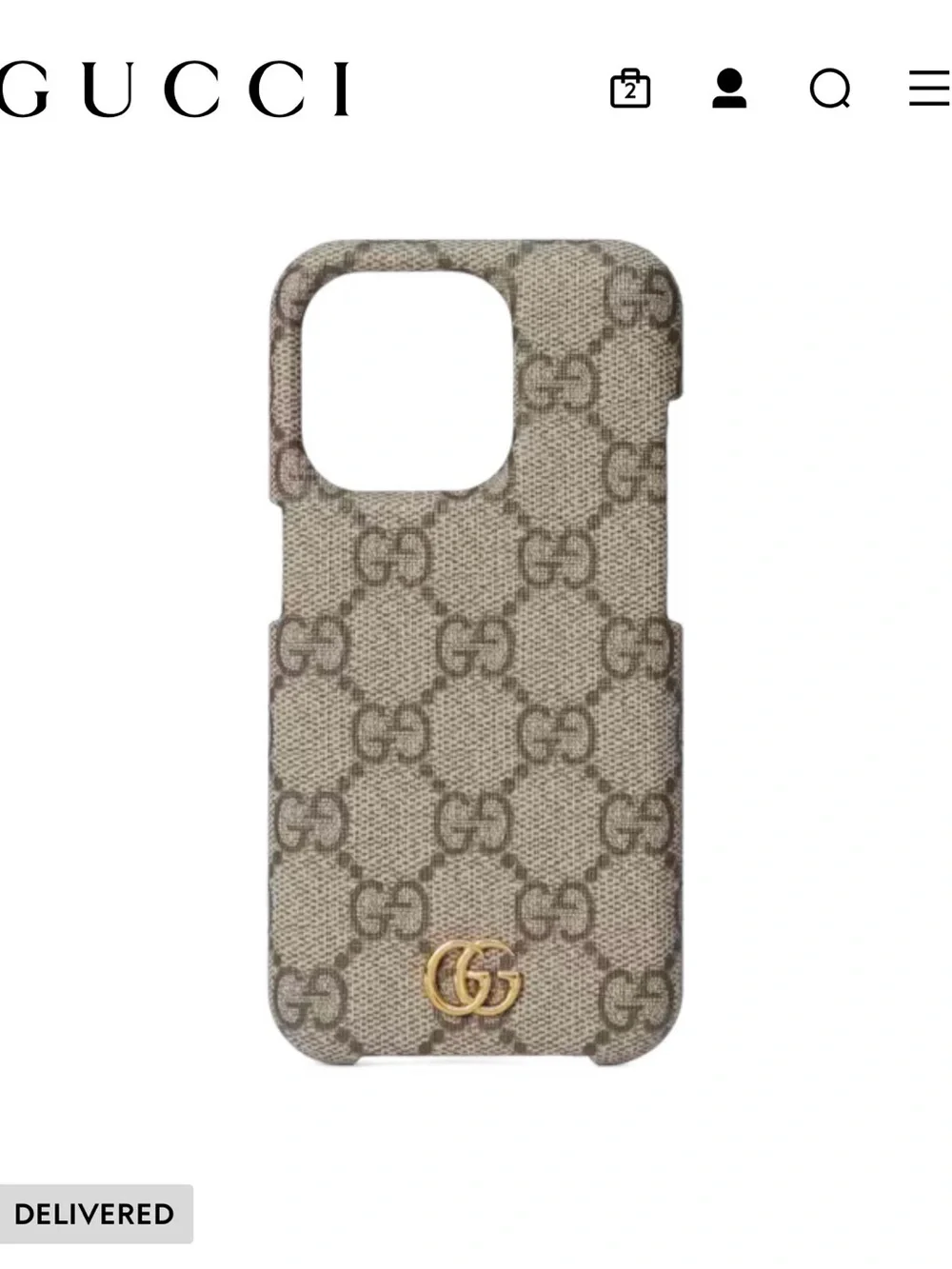 Gucci Beige Monogram Phone Case 𝑰𝒑𝒉𝒐𝒏𝒆 15 𝑷𝑹𝑶 *Gold Double G Accent